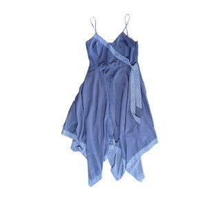 Banana Republic Blue Dotted Handkerchief Hem Dress Sz 4P